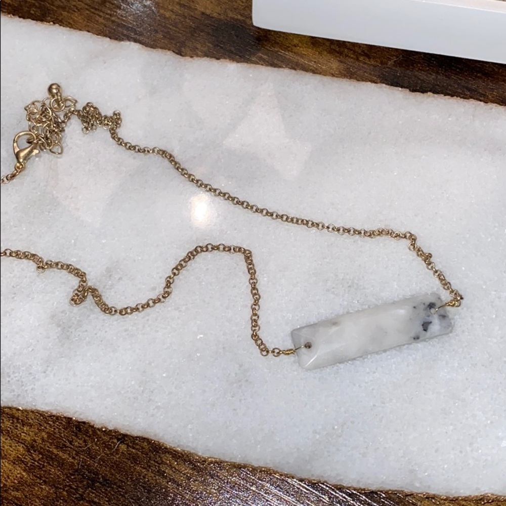 Marble Bar Necklace with Gold Chain